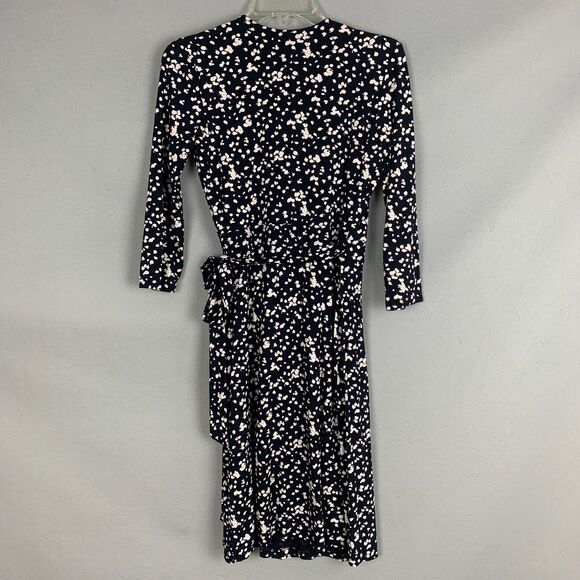 Hobbs Women’s Size 2 Navy White Floral Wrap Midi Dress Elegant Classic Core - Picture 3 of 9